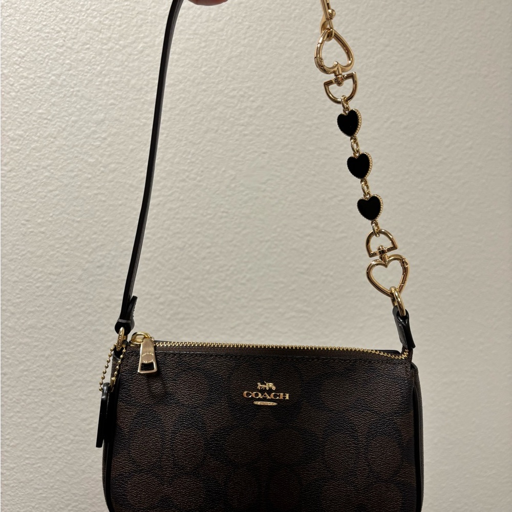 Coach Brown Shoulder Bag with Gold Accents